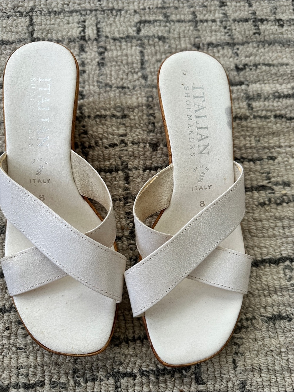 Italian Shoemakers White Crisscross Mules